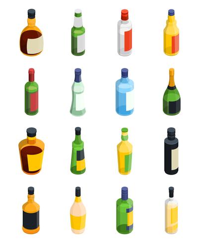 Conjunto de ícones isométrica de álcool vetor