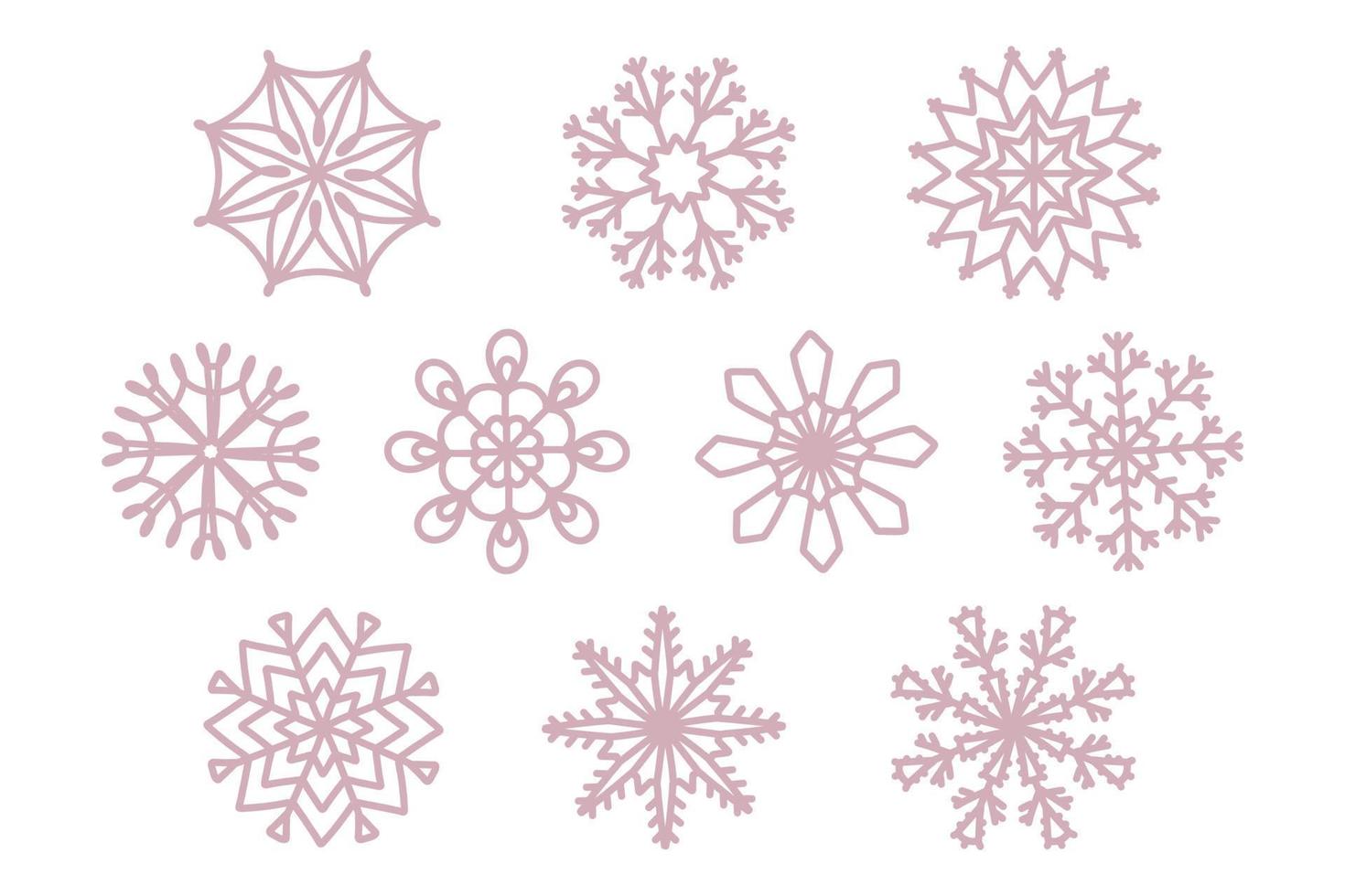 coleção de flocos de neve lindos, design festivo de vetor de natal de símbolos exclusivos de inverno