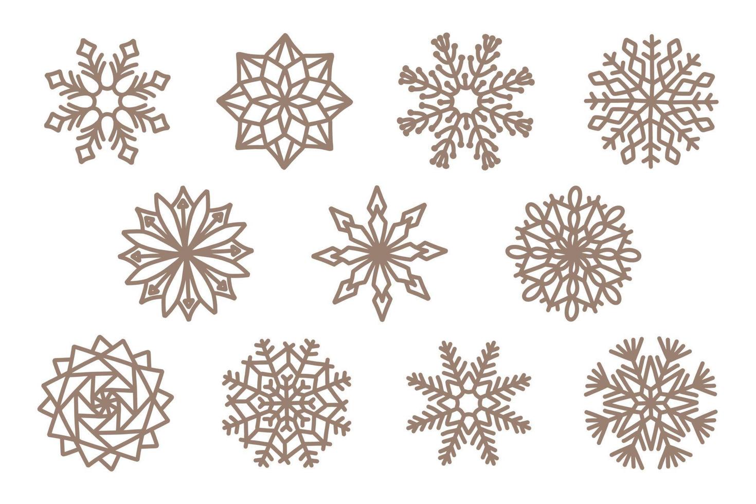 conjunto de flocos de neve de inverno exclusivos e design de vetor de natal para folheto de banner cartão adesivo