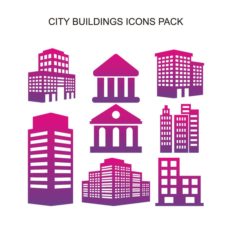 conjunto de pacotes de ícones de edifícios vetor