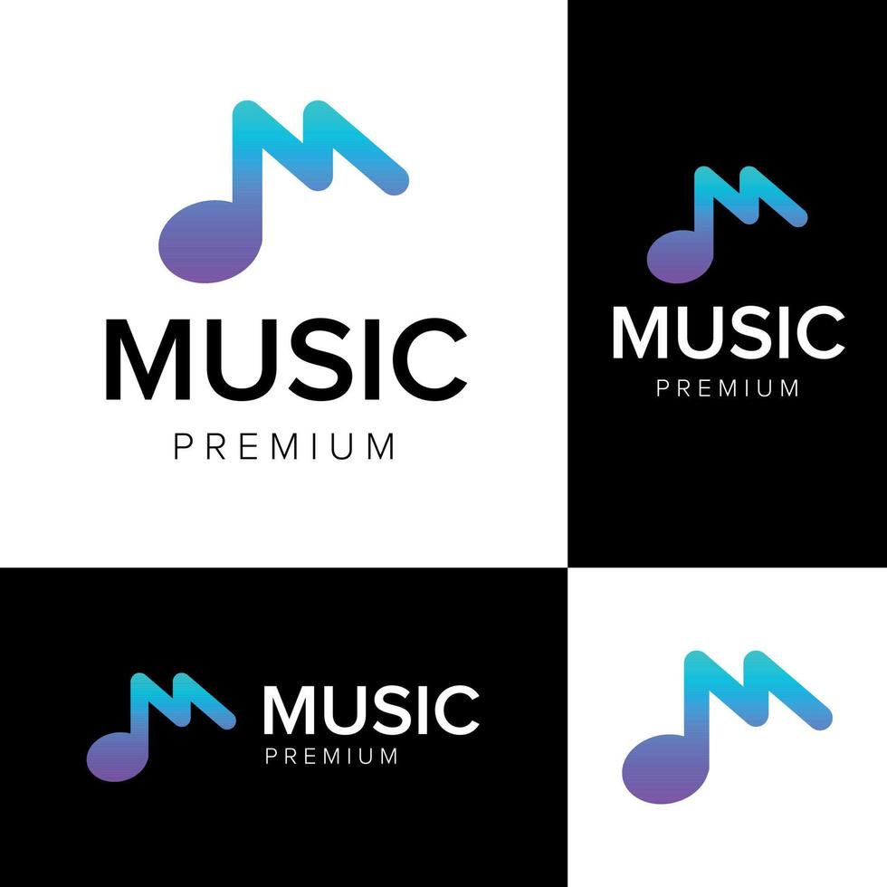 letra m modelo de vetor de ícone de logotipo de música