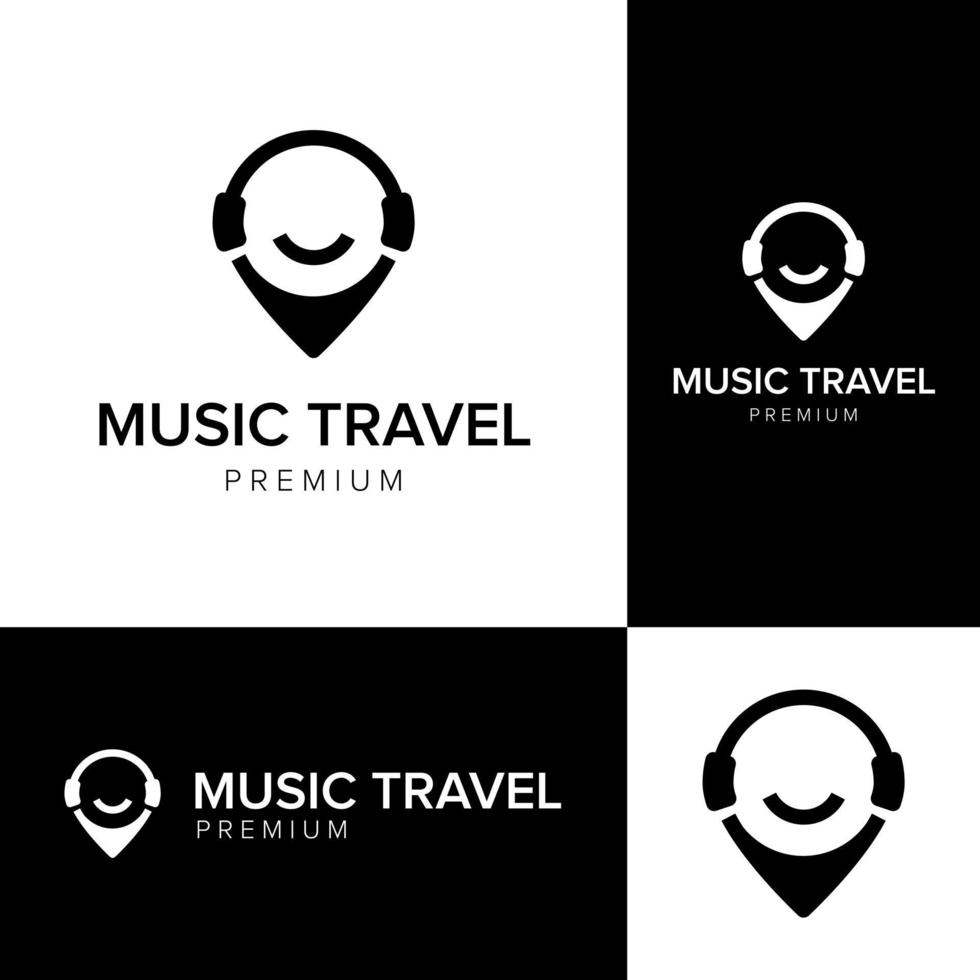 modelo de vetor de ícone de logotipo de viagem de música