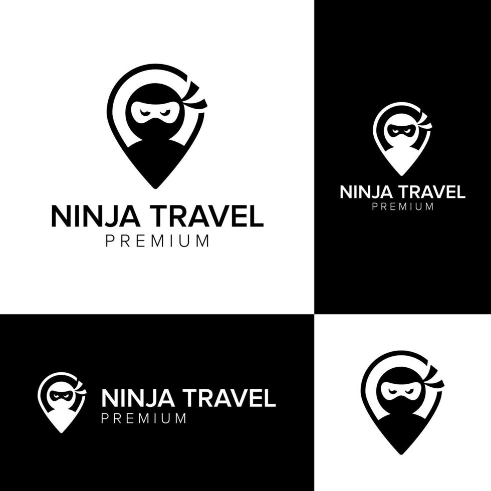 modelo de vetor de ícone de logotipo de viagem ninja