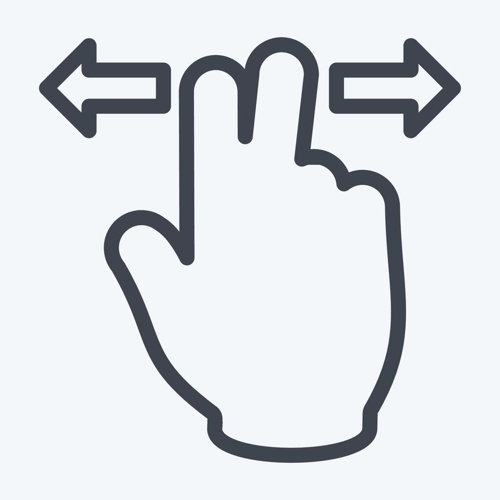 ícone com dois dedos na horizontal - estilo de linha - ilustração simples, traço editável vetor