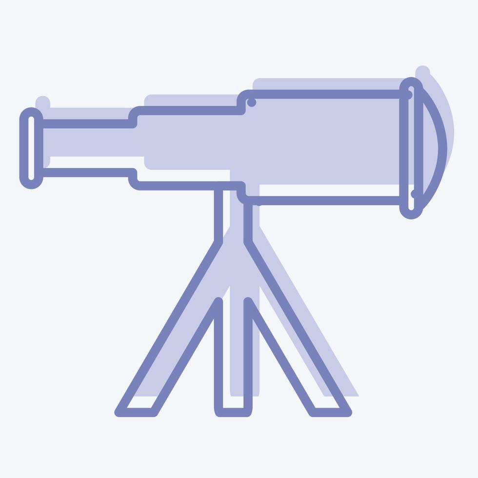 ícone telescópio no suporte - estilo de dois tons - ilustração simples, curso editável vetor