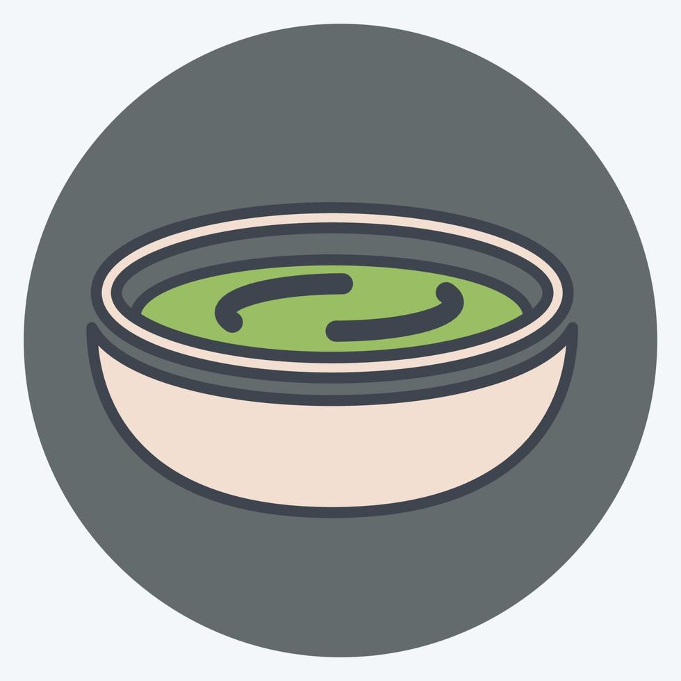 molho verde ícone - estilo mate de cor - ilustração simples, traço editável vetor