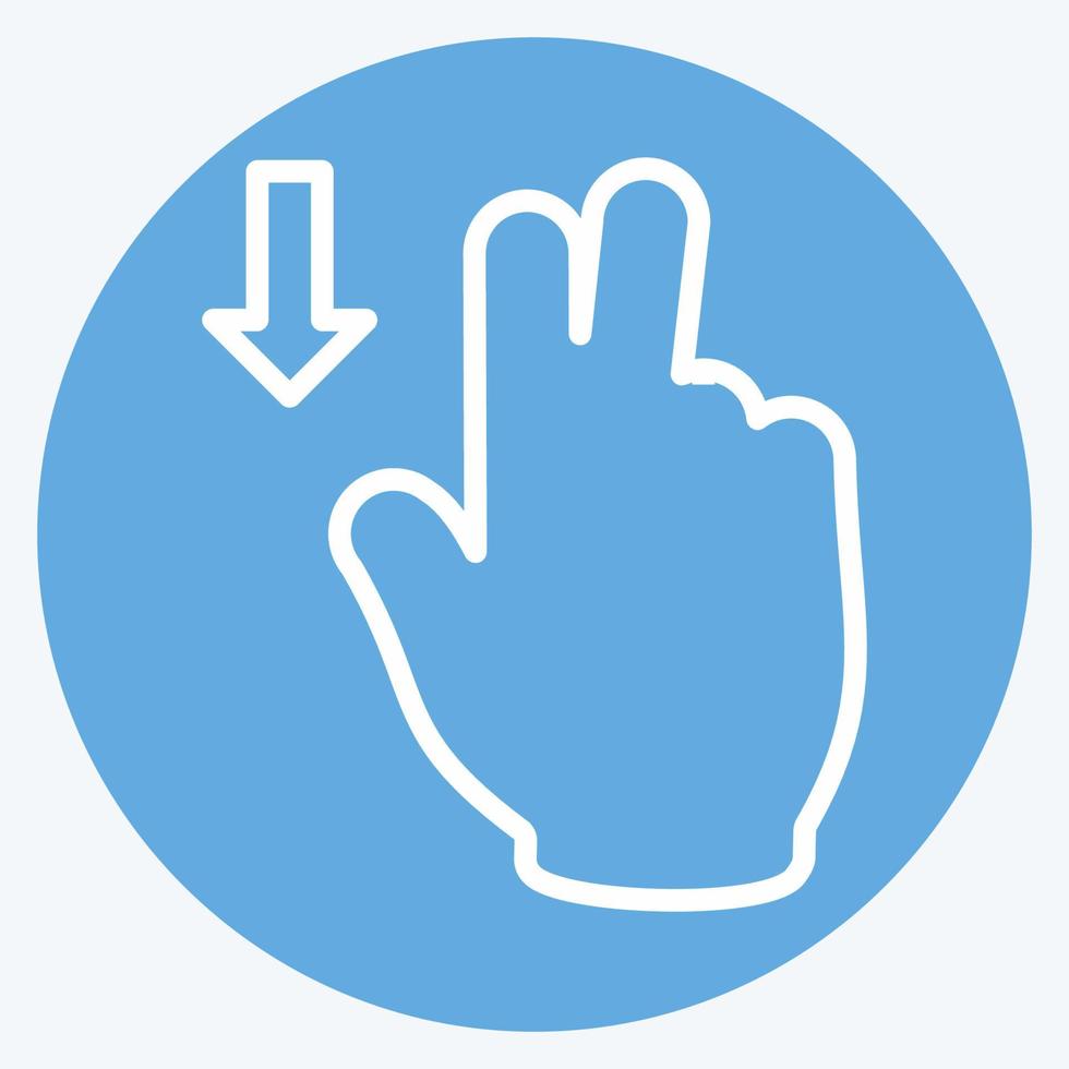 ícone dois dedos para baixo - estilo olhos azuis - ilustração simples, traço editável vetor