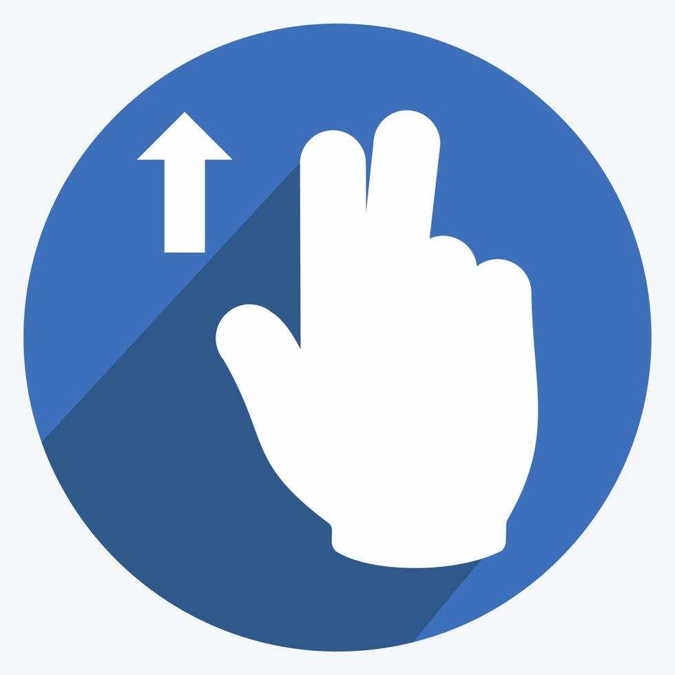 ícone com dois dedos para cima - estilo sombra longa - ilustração simples, traço editável vetor