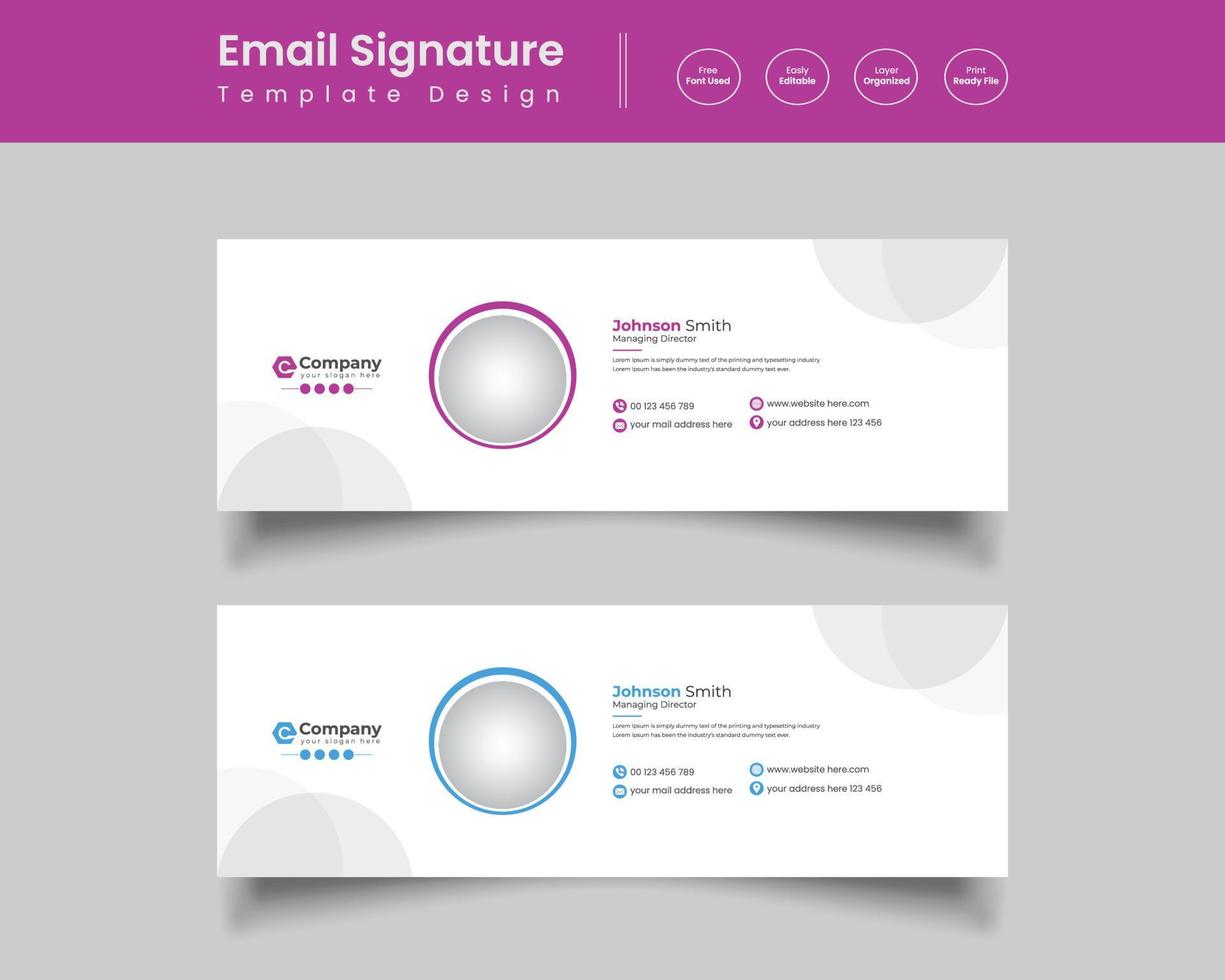 design moderno de modelo de assinatura de e-mail vetor