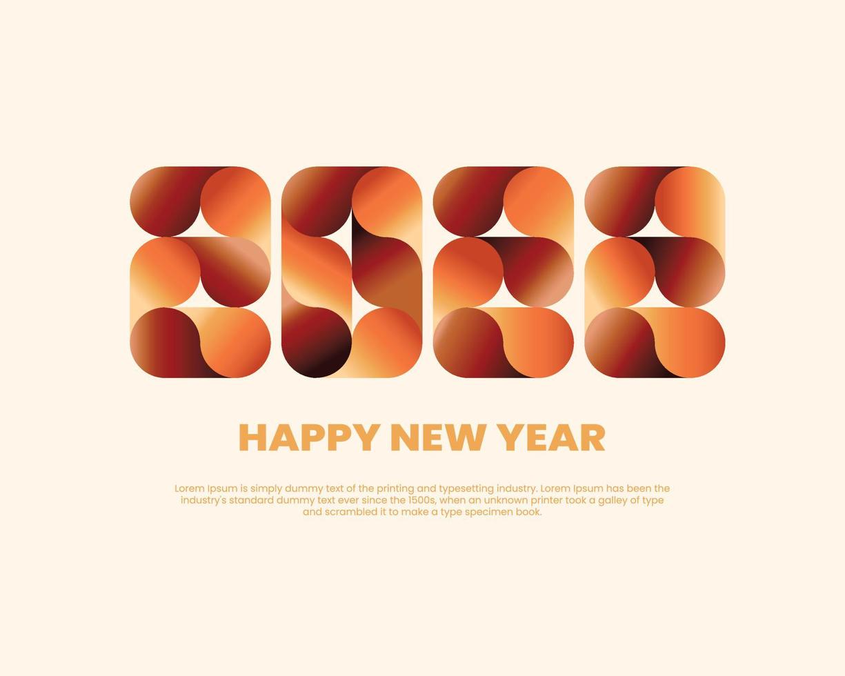 cartão de ano novo personalizado com número de letras de 2022 em estilo de design gradiente art déco vetor