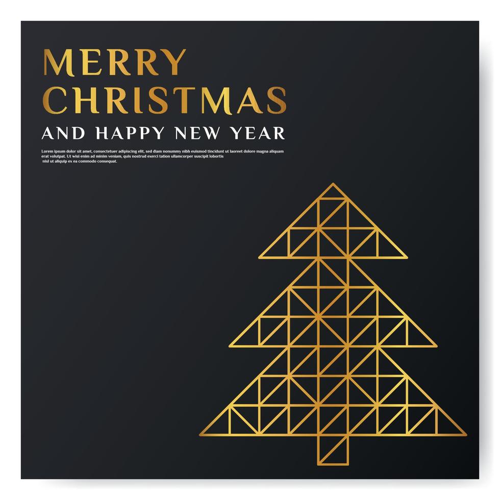 Feliz Natal dourado e Feliz Ano Novo 2022, cartão de saudação e convite com formas geométricas vetor