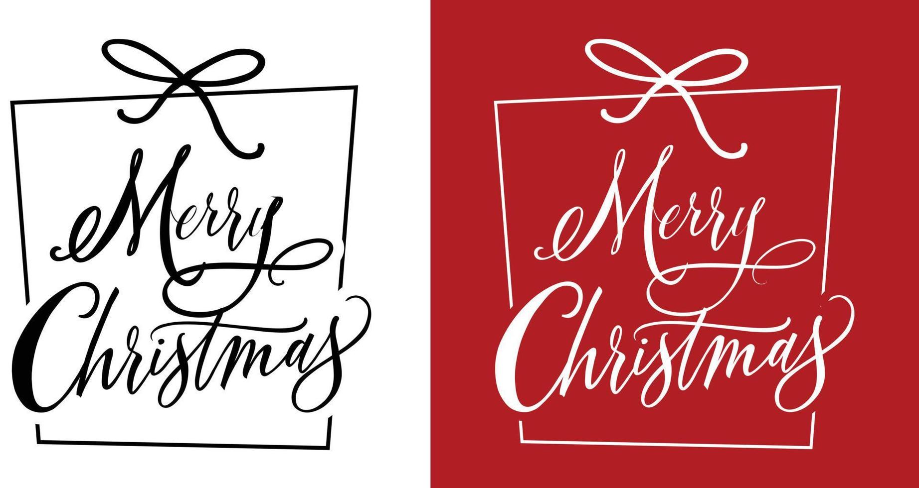 Feliz Natal em caixa de presente ícone de script de tipografia design gráfico de impressão para cartão de natal, impressão, decoração, scrapbooking, convite, estêncil, adesivo, papel de parede, embrulho de presente vetor