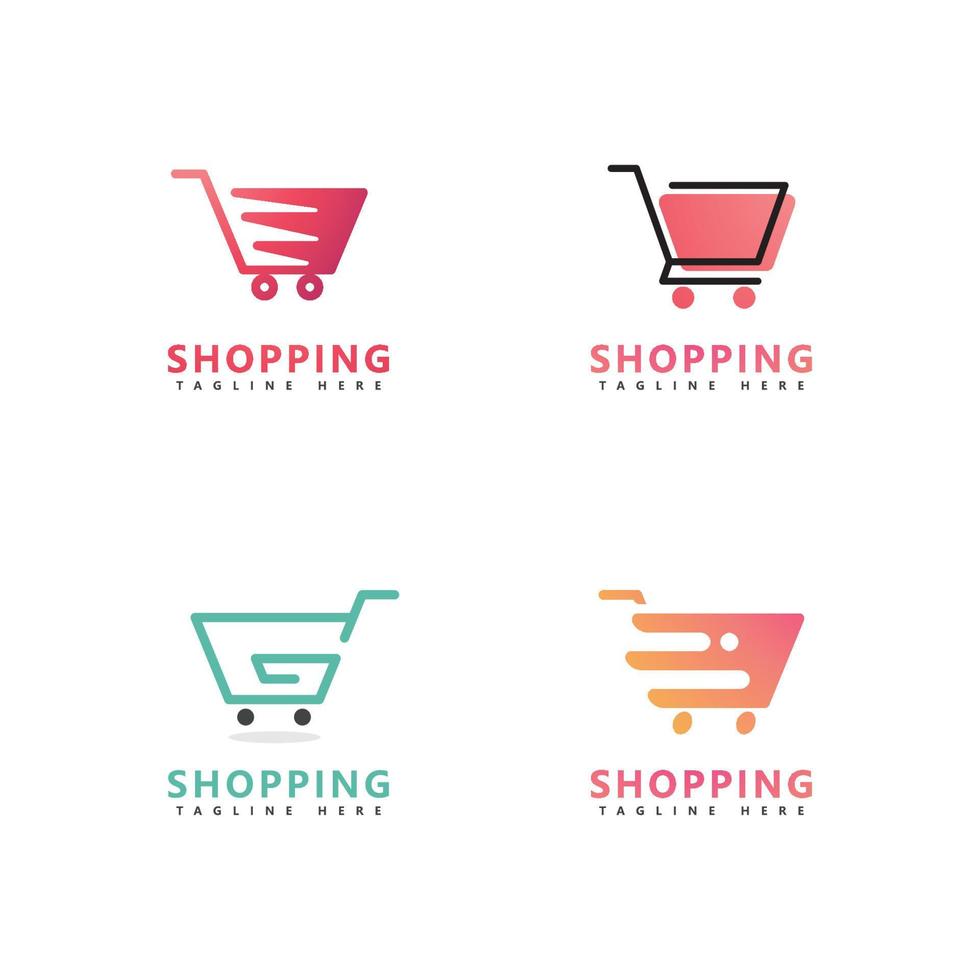 design de ícone de logotipo de loja de carrinho, modelo de vetor de ilustração de carrinho de compras
