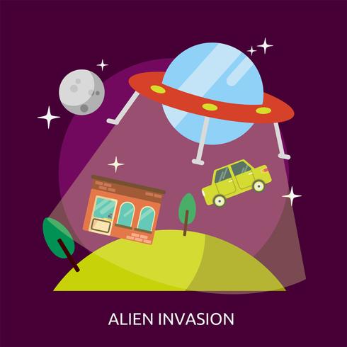 projeto de ilustração conceitual de invasão alienígena vetor