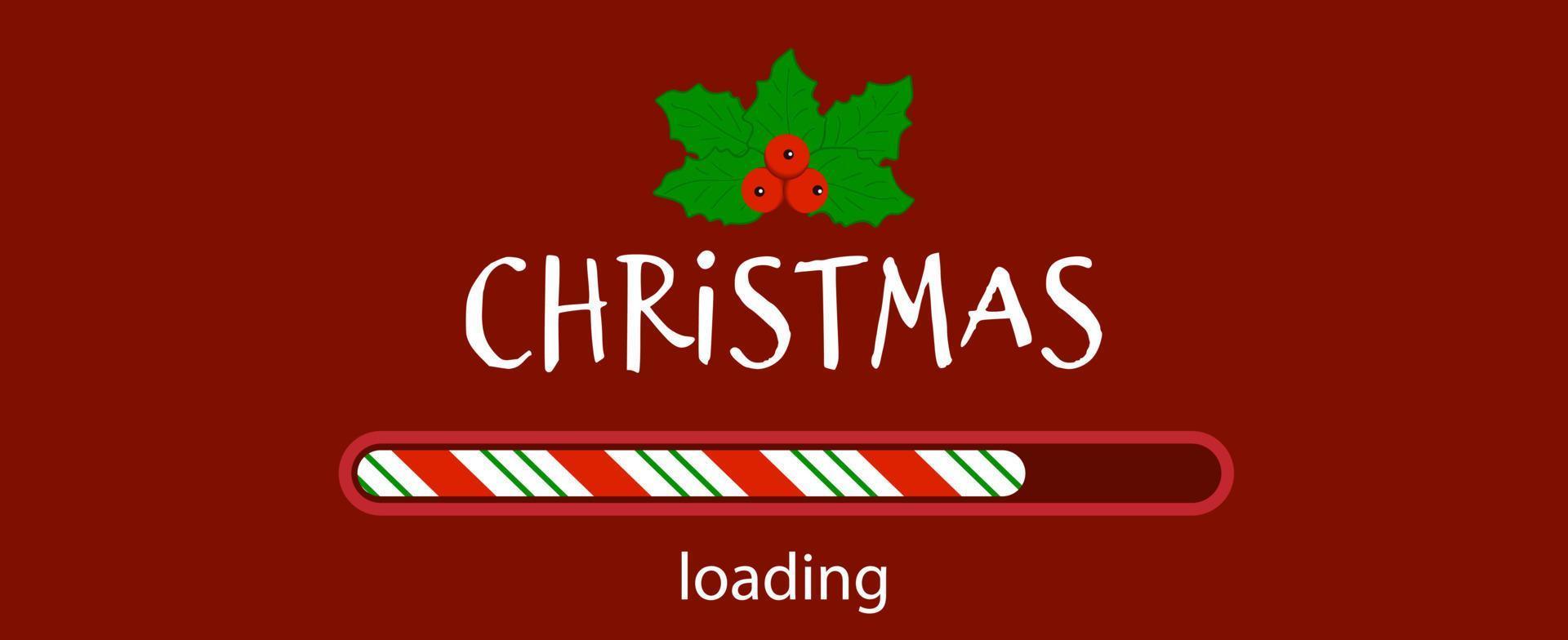 Natal carregando doce de barra e raminho de azevinho. banner vector design isolado, plano.