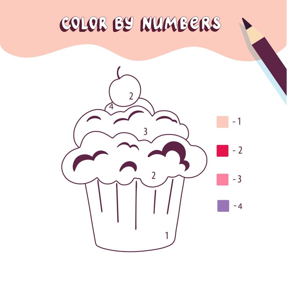 Vetores de Cor Cupcake Bonito Por Números Jogo Educativo Para Crianças  Página Para Colorir e mais imagens de Amarelo - iStock