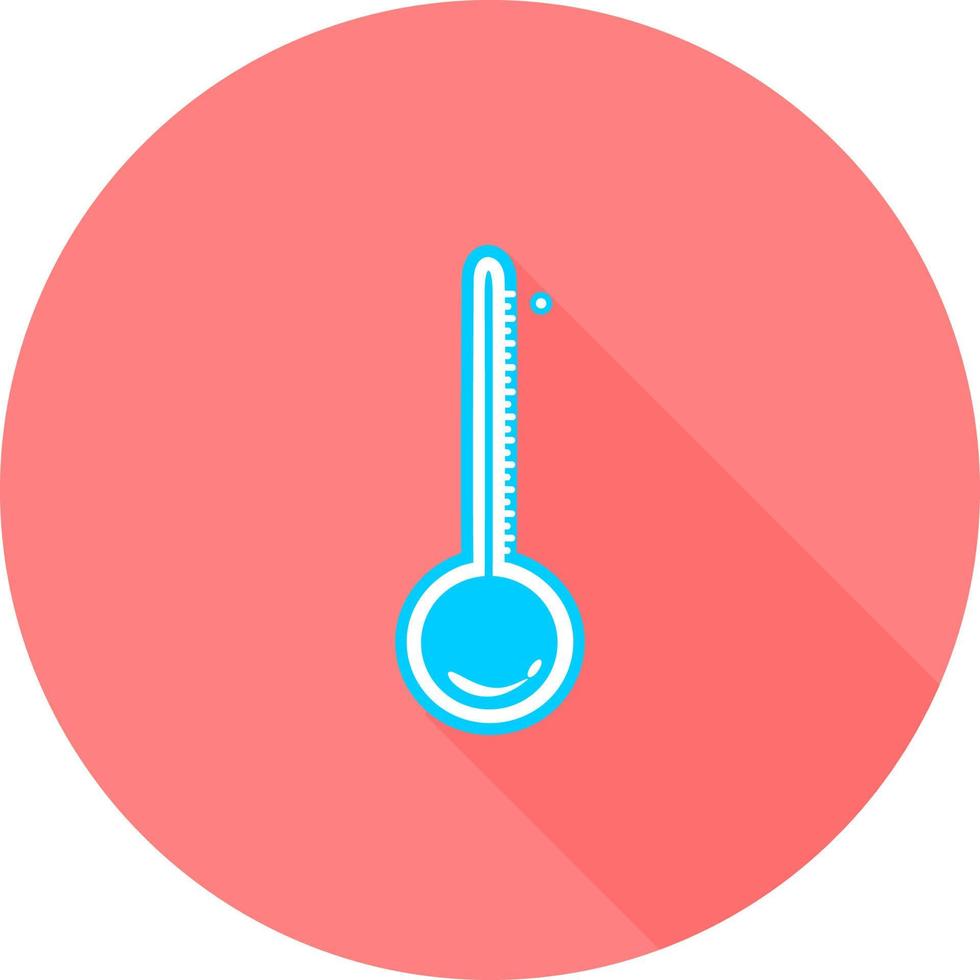 termômetro de meteorologia celsius ou fahrenheit medindo calor ou frio, ilustração vetorial. equipamento de termômetro mostrando tempo quente ou frio. termômetro de medicina em ícone de círculo com longas sombras. vetor