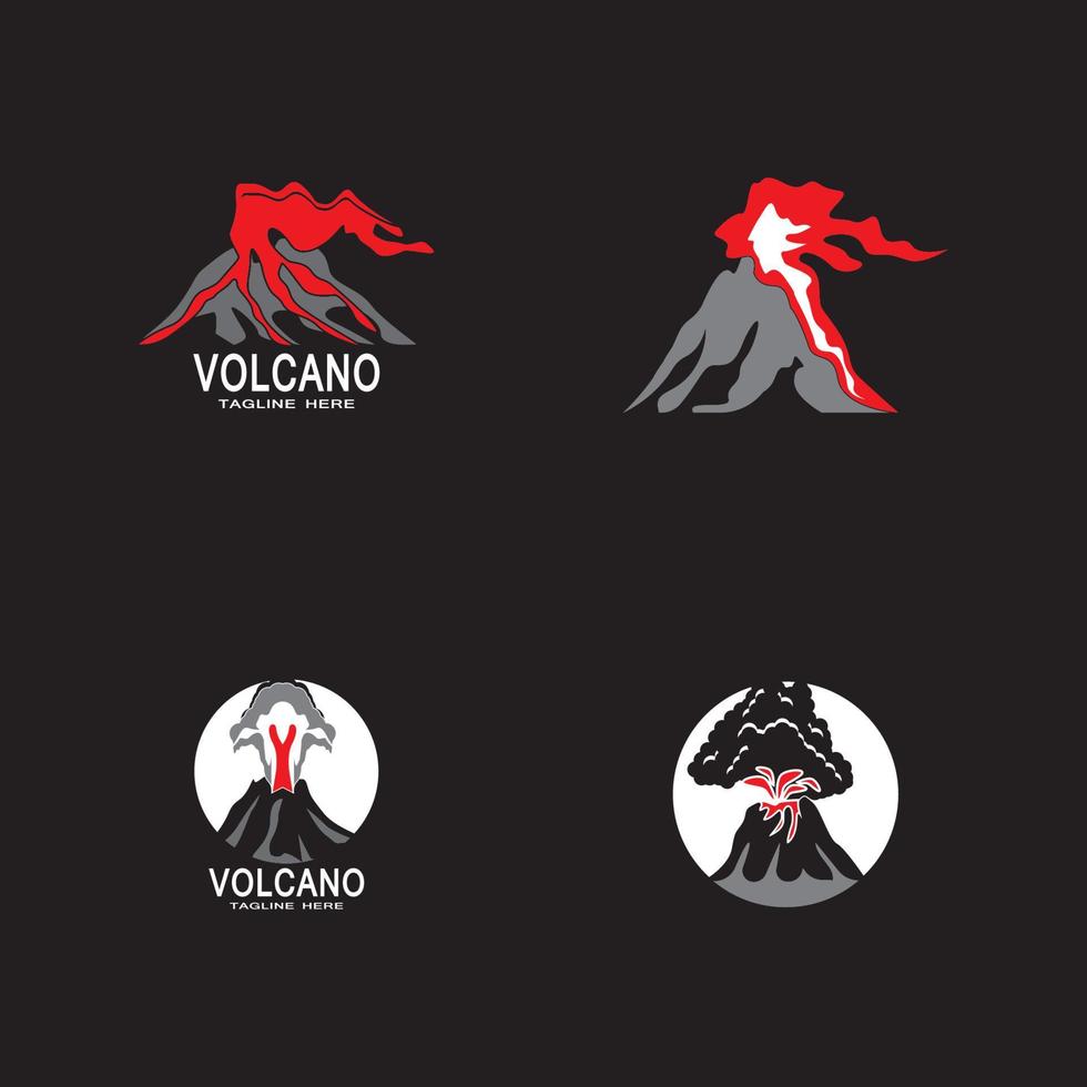 ilustração em vetor logotipo erupção do vulcão