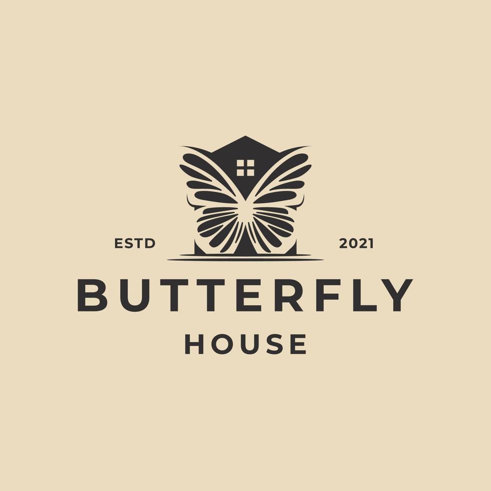 modelo de vetor de ícone de logotipo de casa de borboletas