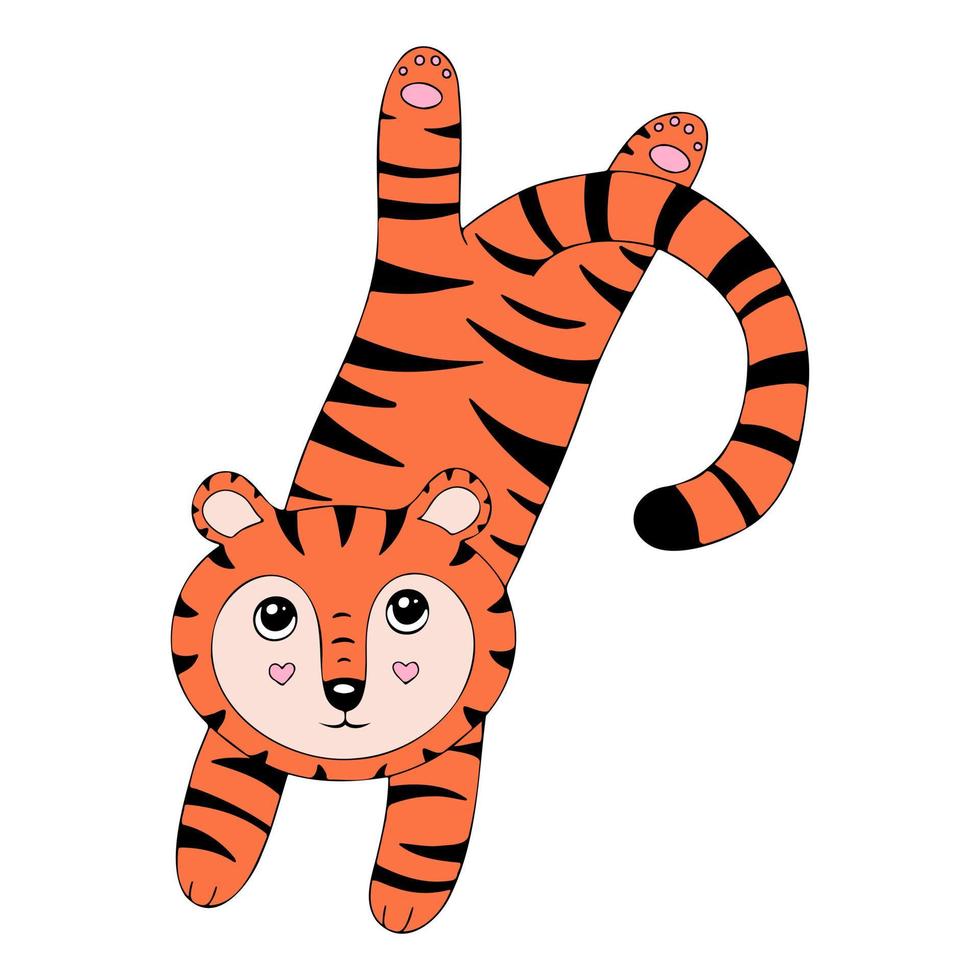 fofo tigre. personagem de desenho animado isolado em um fundo branco vetor