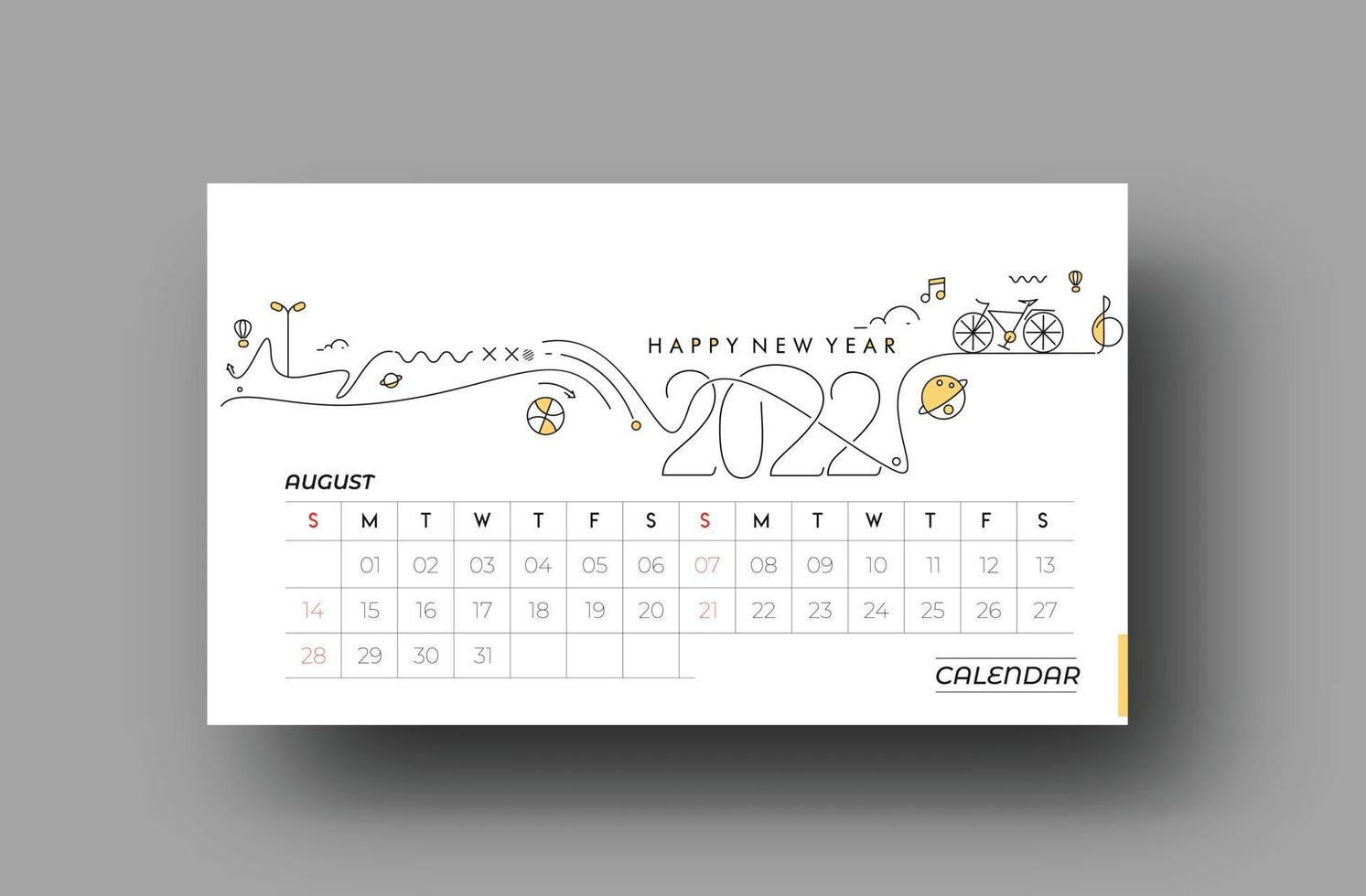 feliz ano novo 2022 calendário de fevereiro - elementos de design de feriado de ano novo para cartões de férias, cartaz de banner de calendário para decorações, fundo de ilustração vetorial. vetor