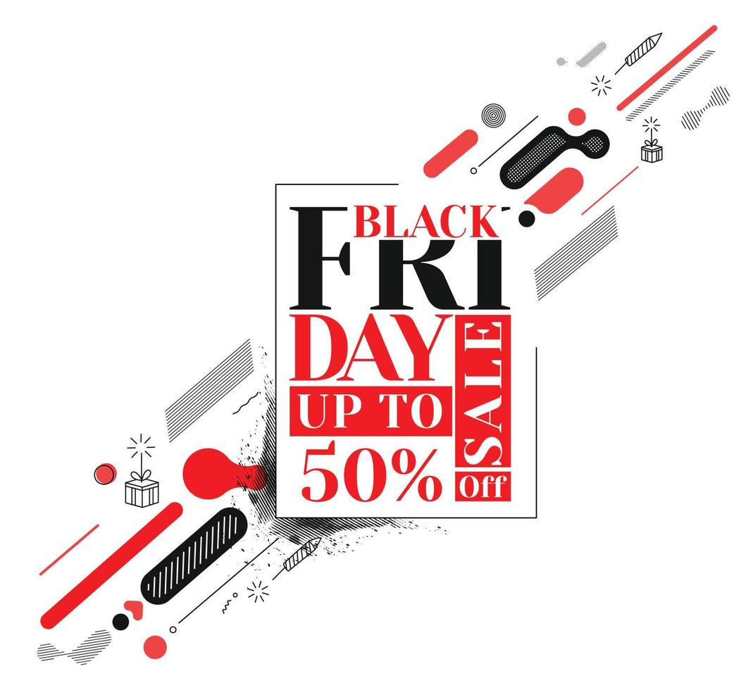 cartaz de promoção de venda de sexta-feira negra ou design de banner, oferta especial 50 venda, promoção e modelo de vetor de compras.