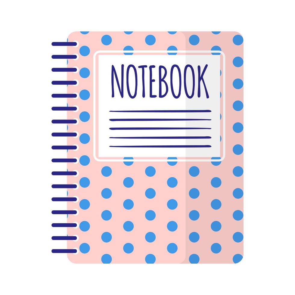 vetor cartoon rosa e azul polka dot sqared notebook.