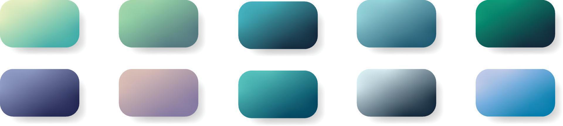 conjunto de gradientes em vários tons das cores azul, lilás e violeta. coleção de banners do céu. os gradientes de cor suaves de estética moderna definem o vetor para design de ui ux em fundo branco.