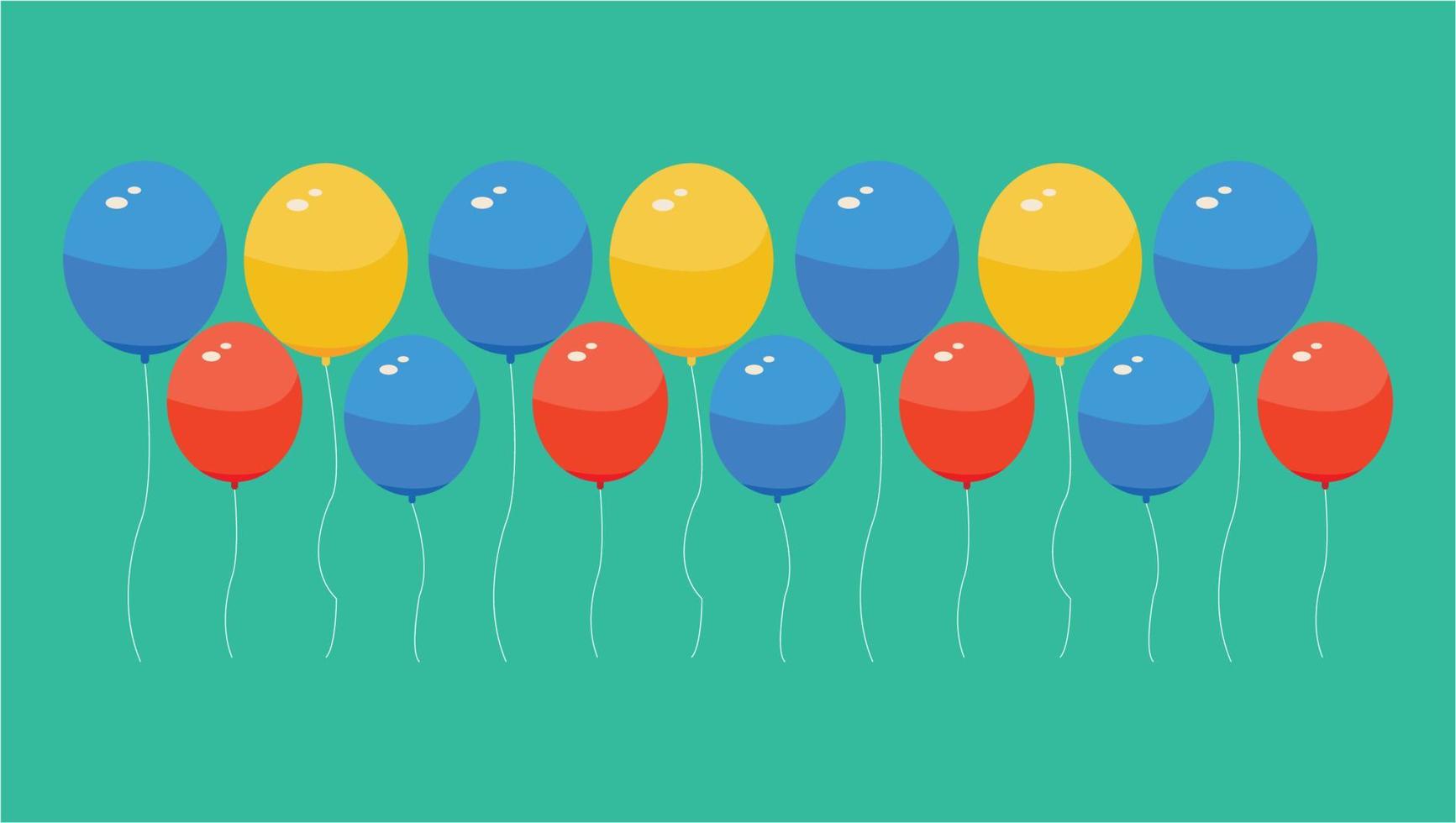 Vetor de forma em branco de balões de aniversário coloridos para design de texto