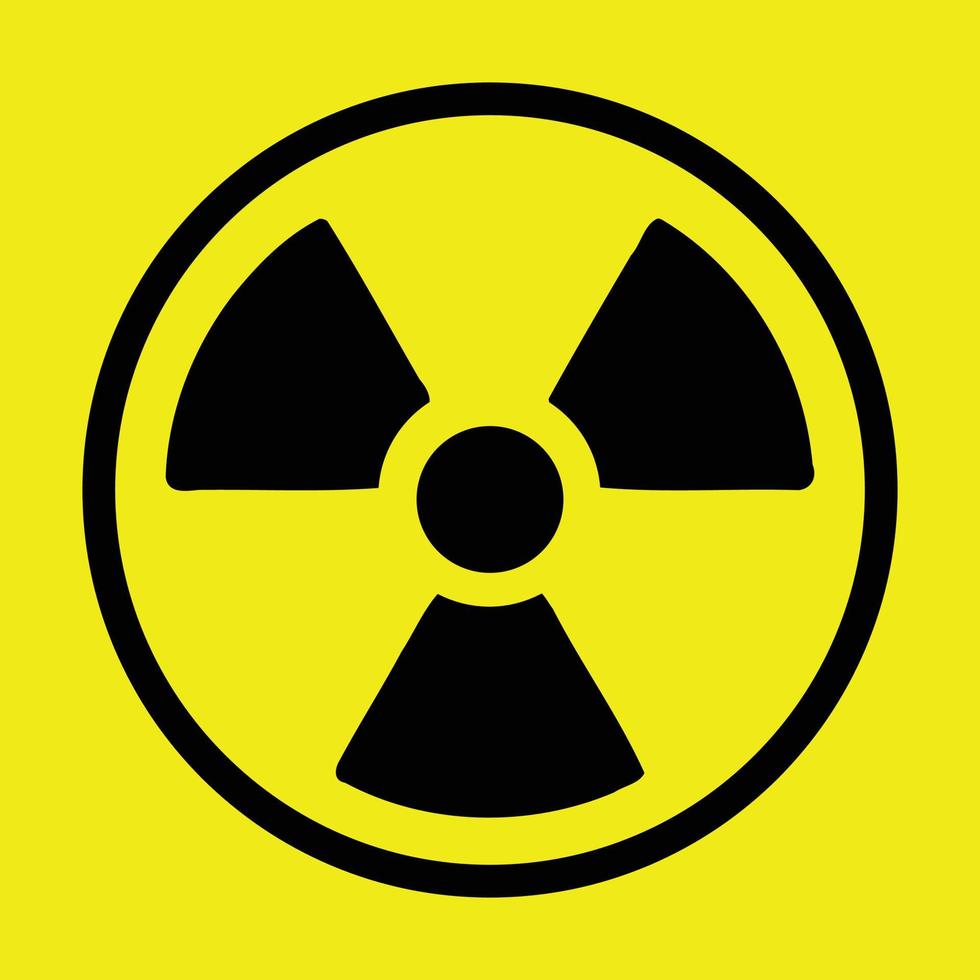 ícone do símbolo radioativo em fundo amarelo vetor