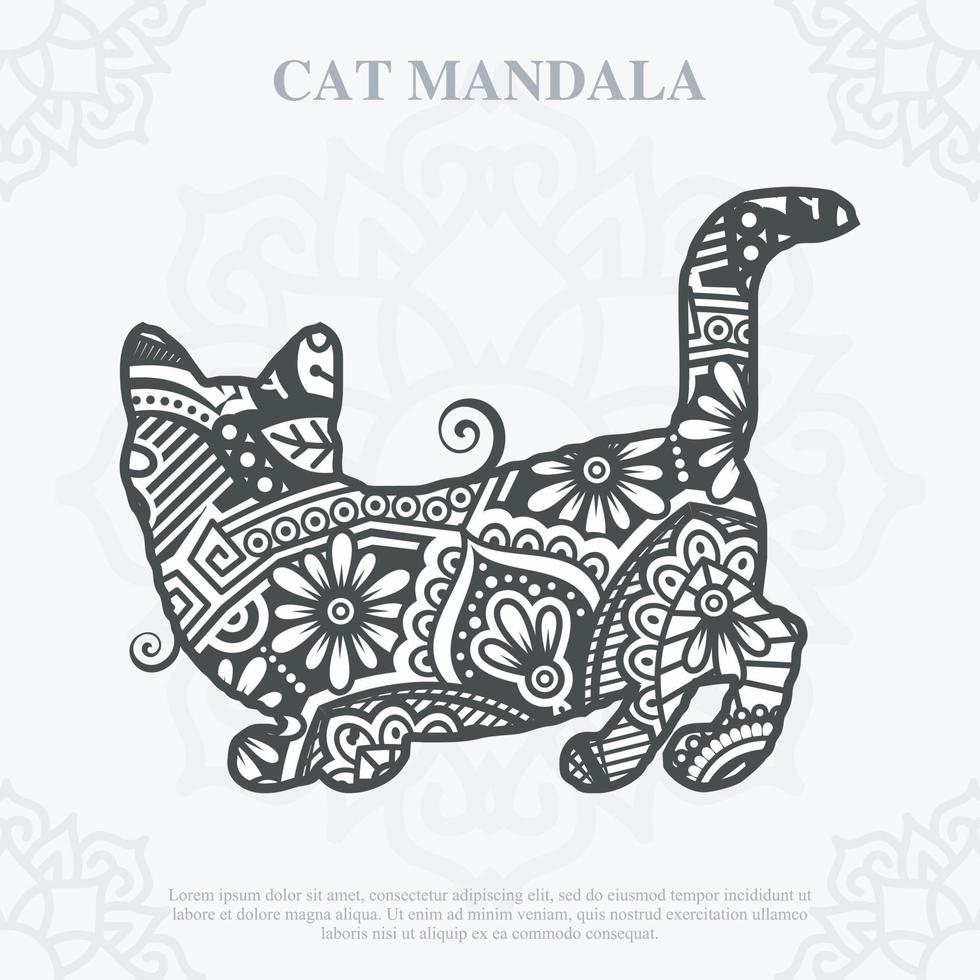 estilo de arte de linha de mandala de gato. gatos boho svg. vetor eps 10