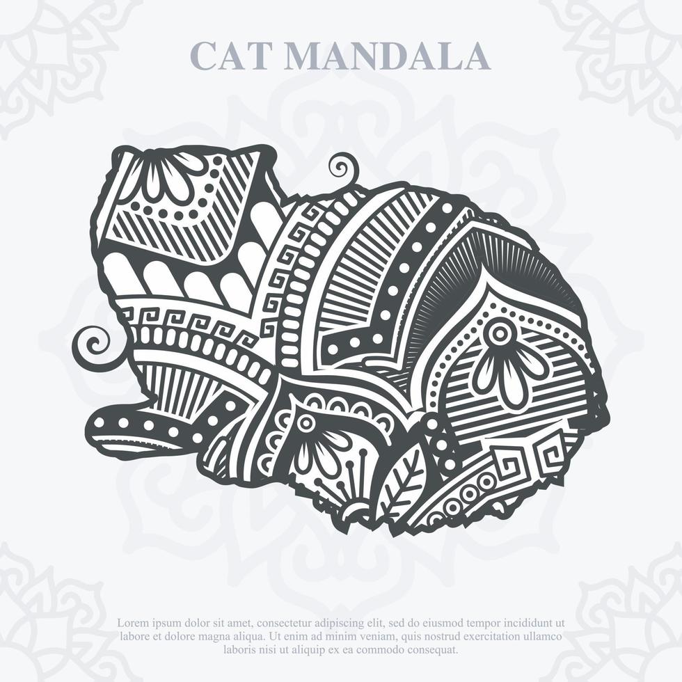 estilo de arte de linha de mandala de gato. gatos boho svg. vetor eps 10