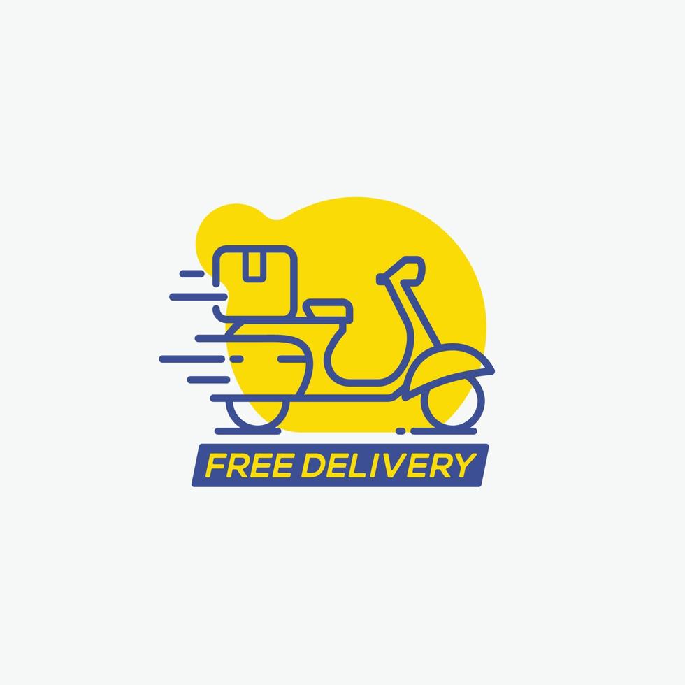 banner de entrega gratuita com ilustração vetorial de ícone de linha de scooter vetor