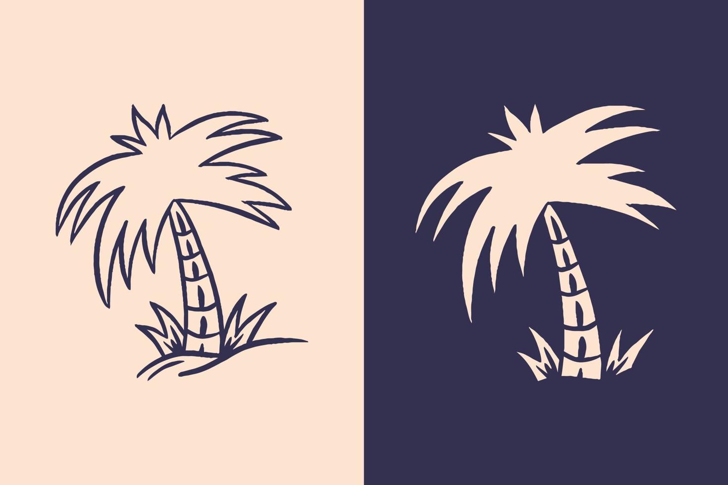 palmeira tropical na ilustração de praia com estilo retro vetor