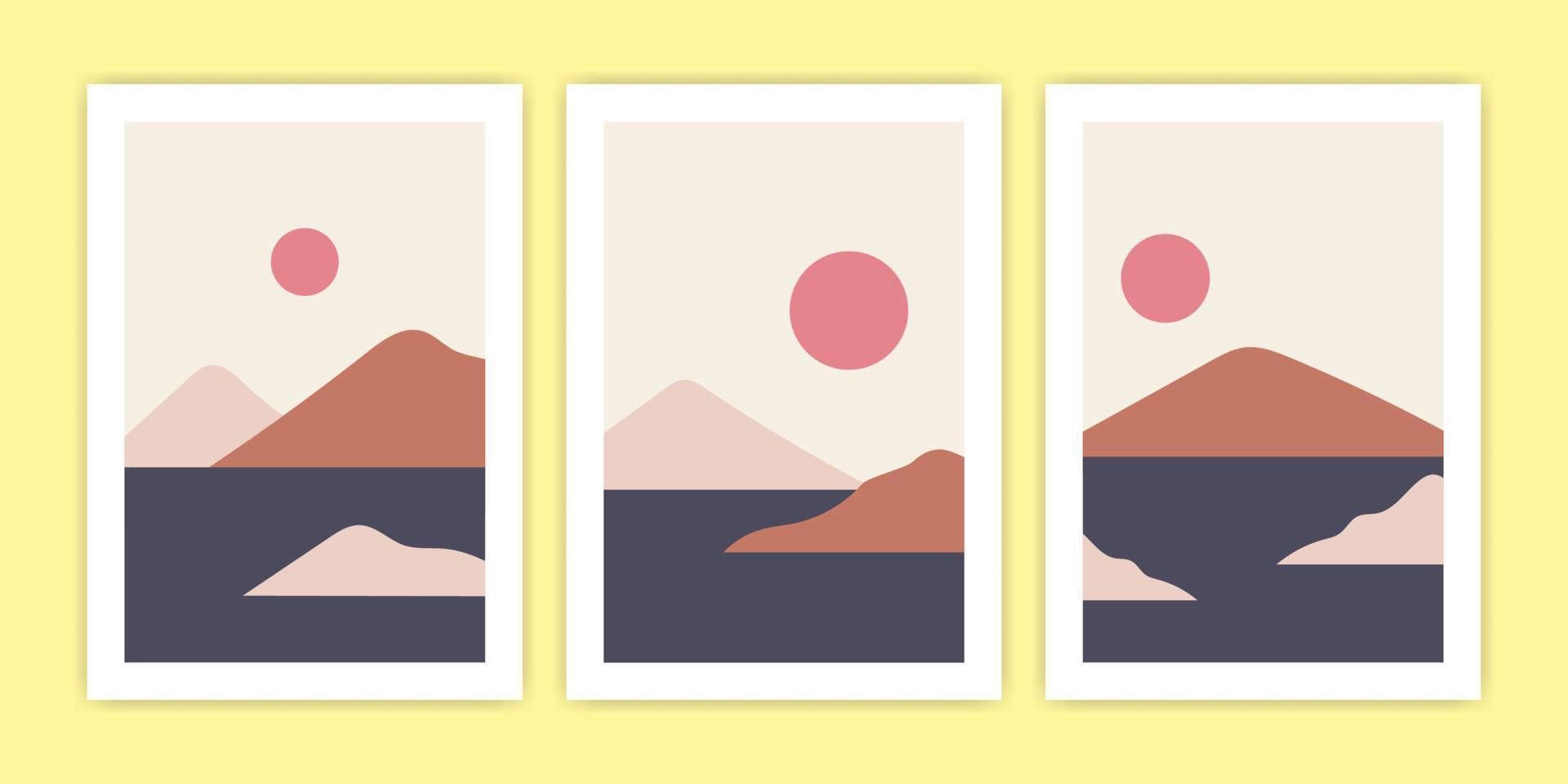 conjunto de ilustração abstrata da paisagem da ilha vetor