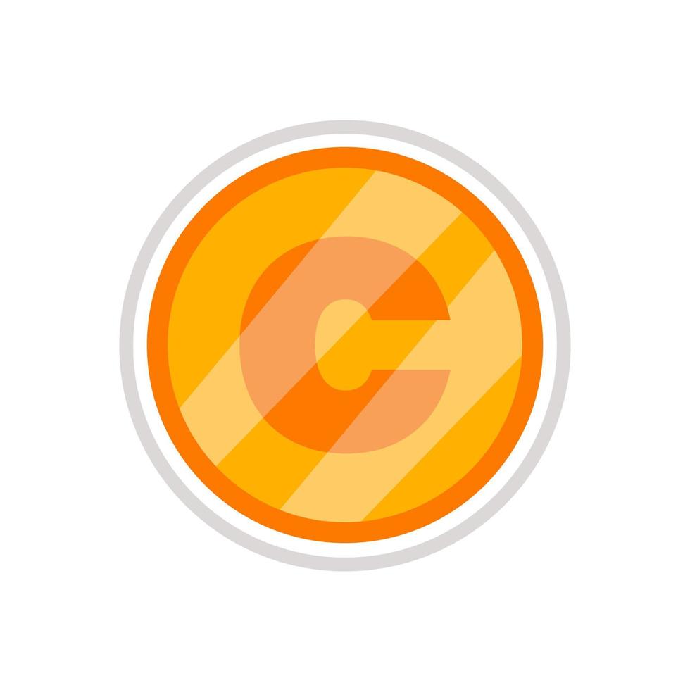 símbolo c do ícone da moeda criptográfica no meio, um vetor brilhante simples