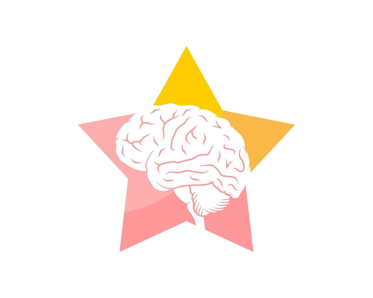 cérebro inteligente dentro da forma de estrela vetor