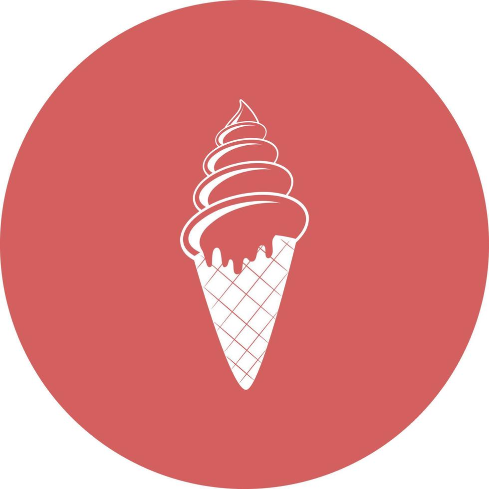 ilustração em vetor de casquinha de sorvete no ícone de círculo rosa. estilo simples de casquinha de sorvete no ícone redondo. design de sorvete para cartaz. pastelaria doce de sobremesa.