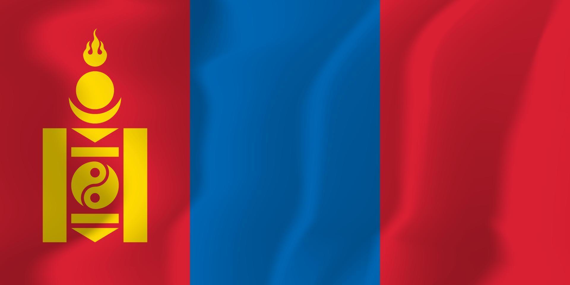 ilustração de fundo ondulação da bandeira nacional da Mongólia vetor