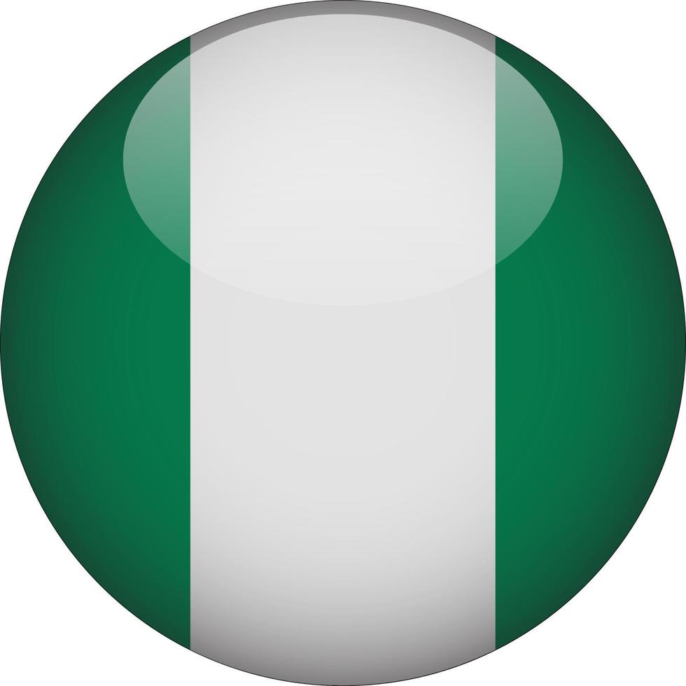 vetor de ícone de botão de bandeira nacional arredondada 3d nigéria