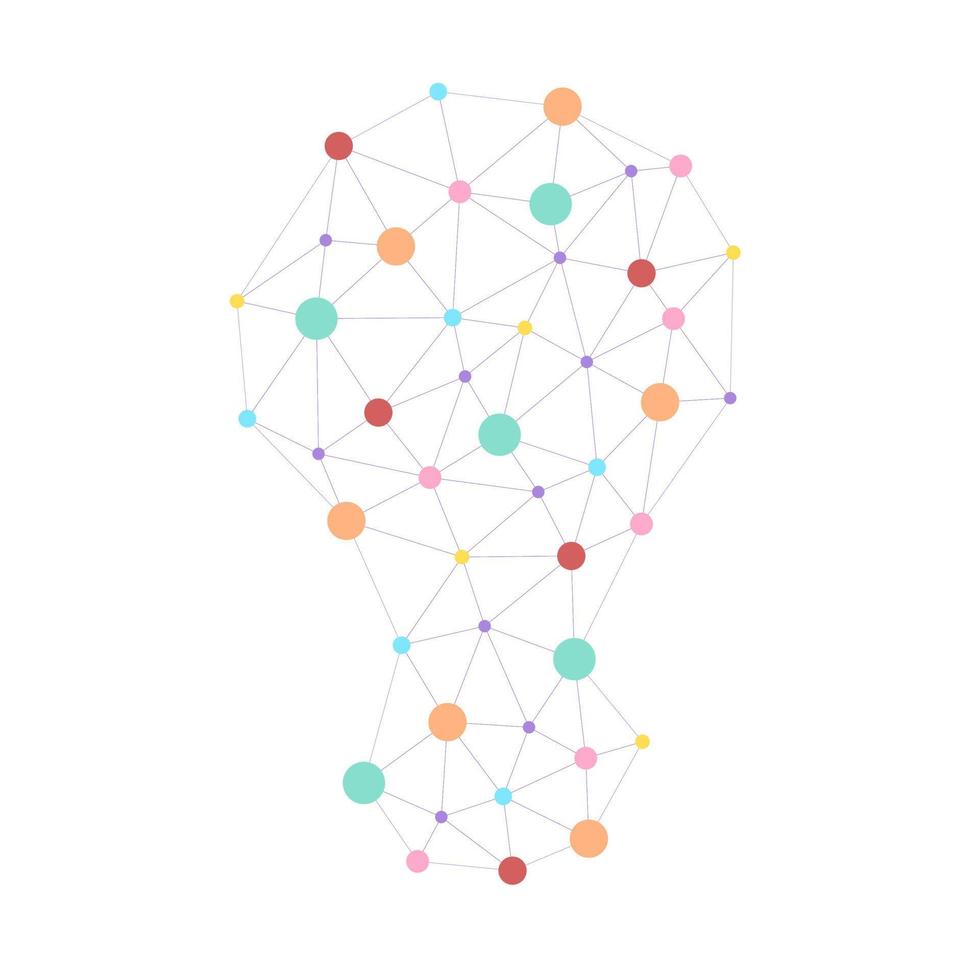 lâmpada design de baixo poli de lâmpada com pontos de conexão, estrelas. conceito de rede poligonal do triângulo do ícone da tecnologia de Internet. ilustração do ponto conectado do wireframe do polígono. conceito de projetos de logotipo de lâmpada de tecnologia. vetor