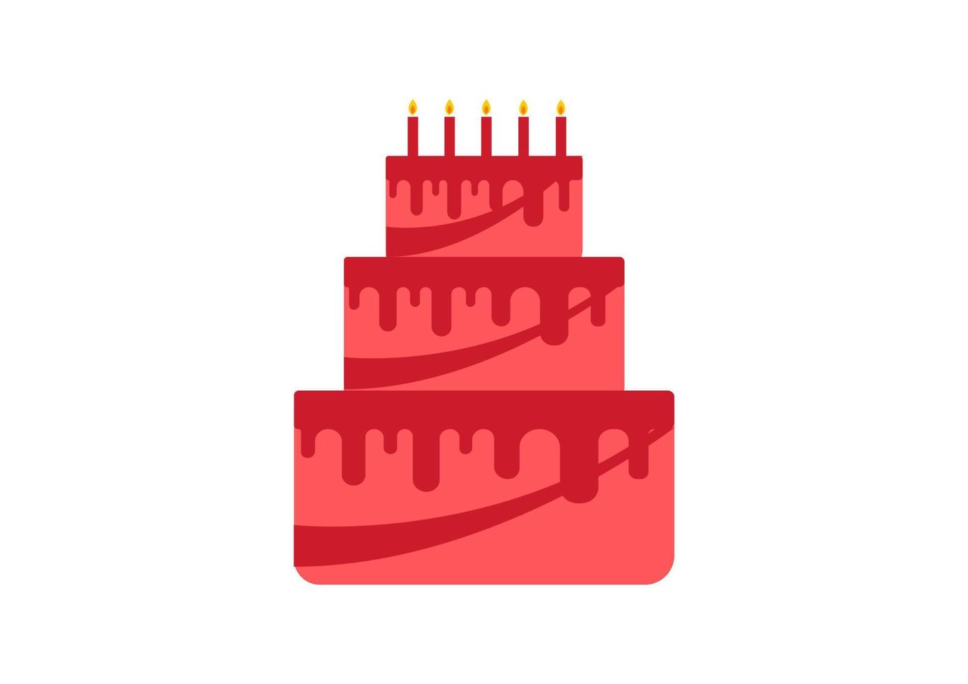 ilustração de bolo de aniversário com tema rosa vetor