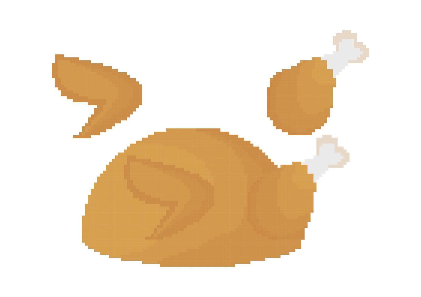 ilustração de frango frito com tema de pixel vetor