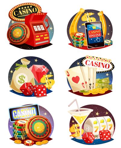 Conjunto de composições decorativas de casino vetor