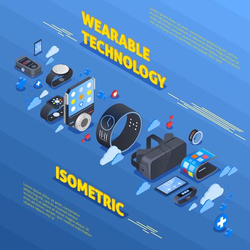 Composição isométrica de tecnologia wearable vetor