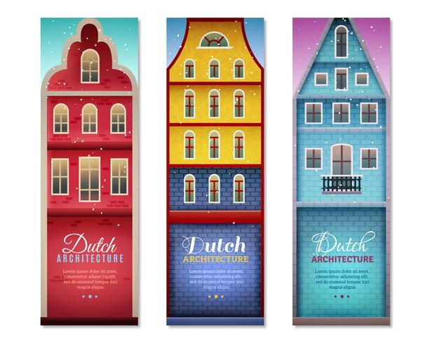 Casas holandesas viagens Banners verticais vetor