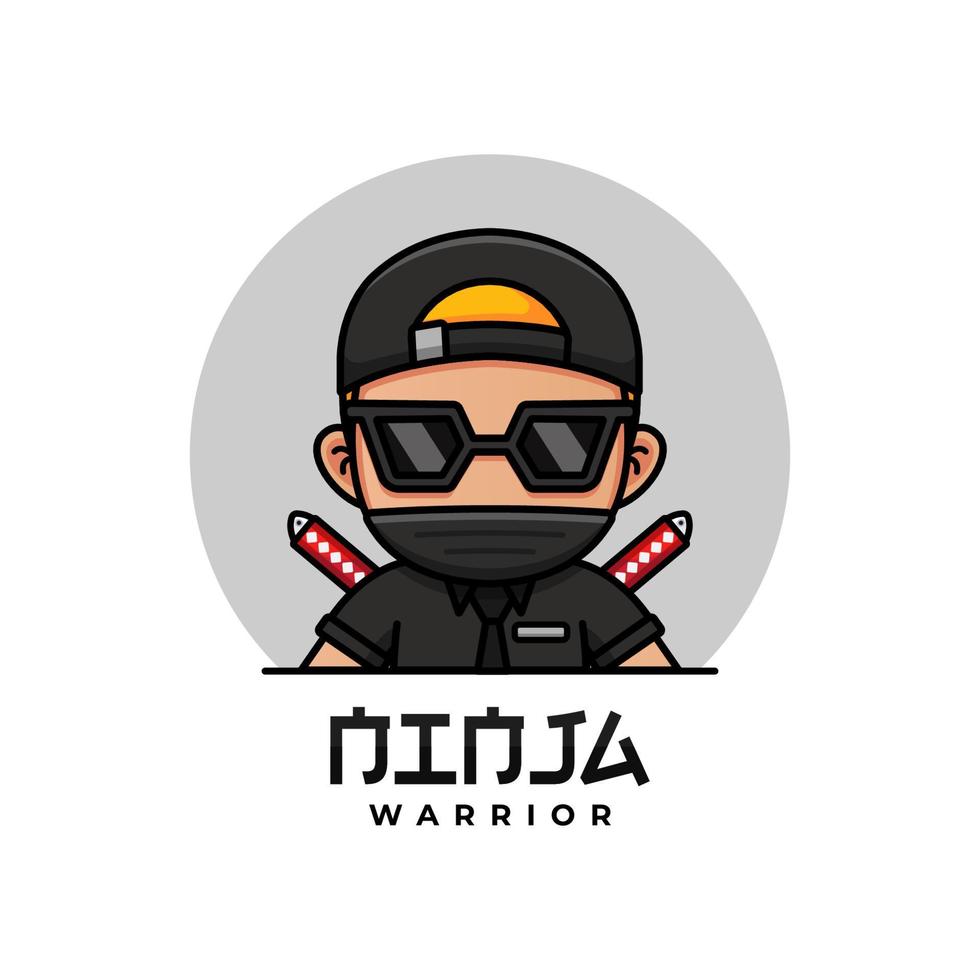 Guerreiro ninja legal com logotipo de terno preto vetor
