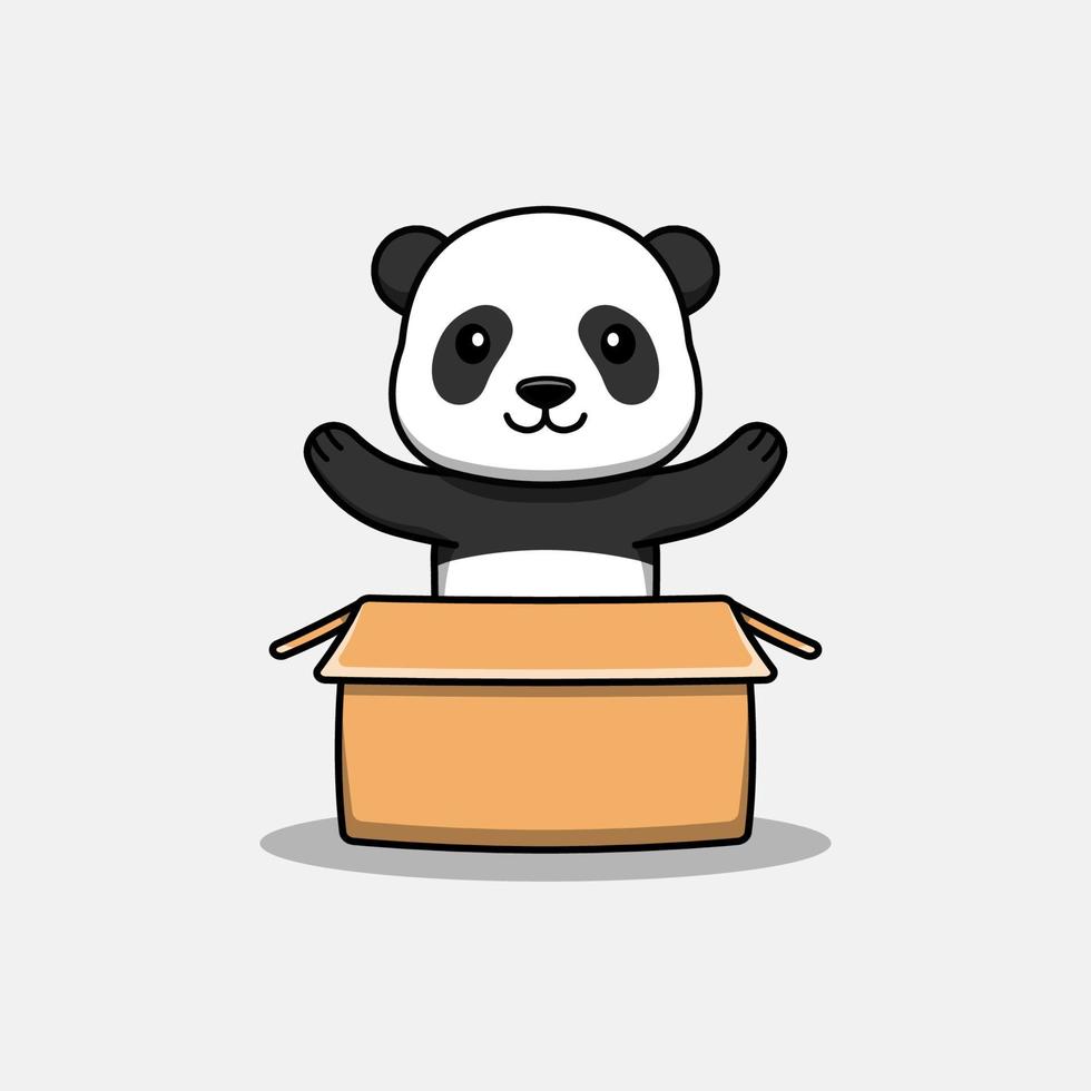 panda fofo no papelão vetor