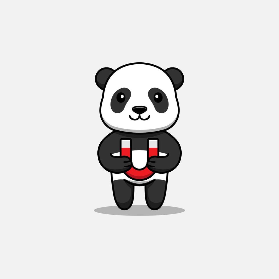 panda fofo carregando um ímã vetor