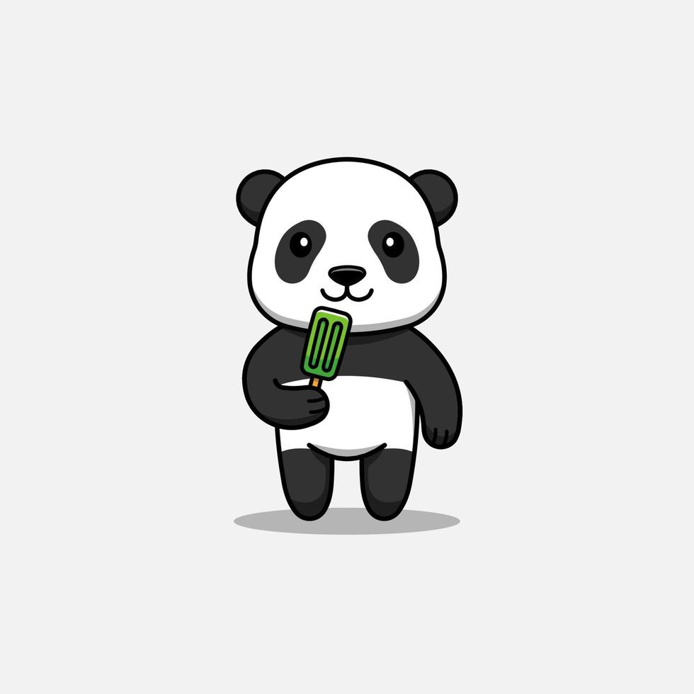 panda fofo tomando sorvete vetor